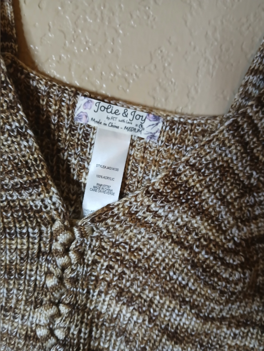 Knit Crop Tank Top in Brown and Cream - Picture 2 of 8